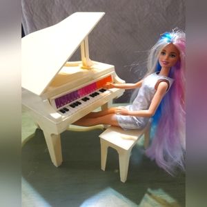 Vintage Barbie Piano Mattel Electric Grand Piano and Chair 1980’s Dream House